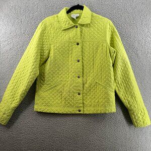 Coldwater Creek Quilted Silk Jacket Chartreuse Green Size Small